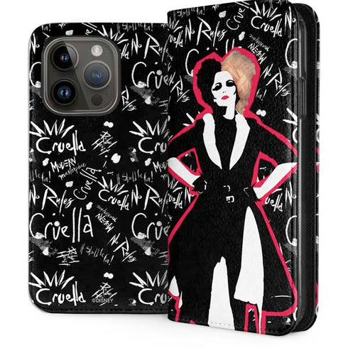 Disney Cruella (2021) Animated Pattern iPhone 15 Pro Folio Case